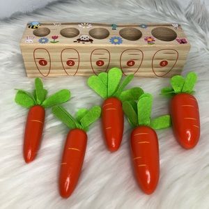 Carrots Wooden Sorting Counting Educational Montessori Toy Puzzle
